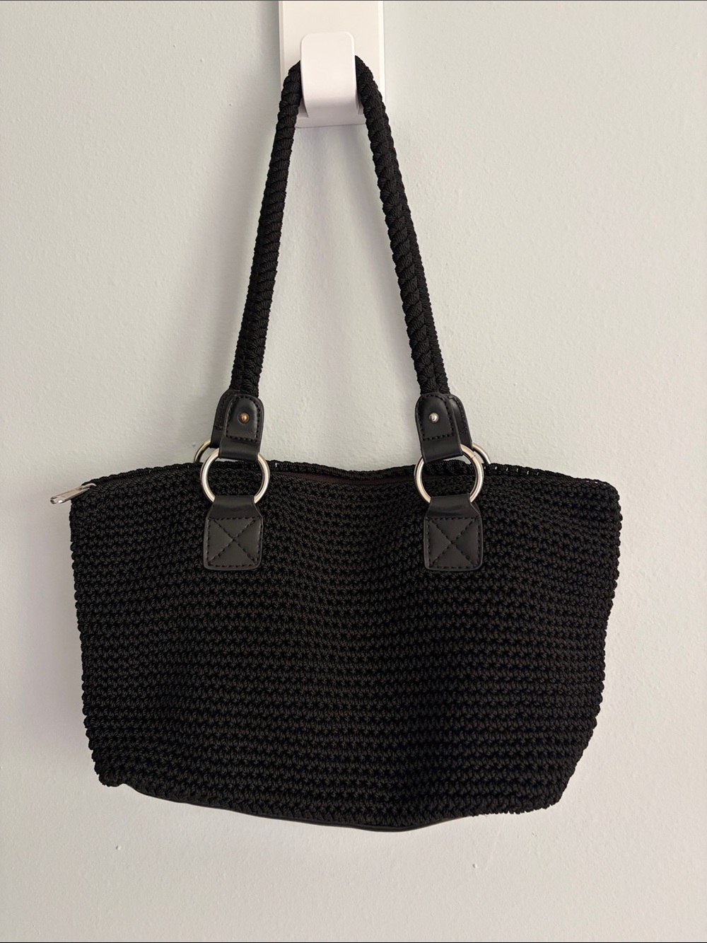 croft & barrow Black Woven Rope-Handle Tote